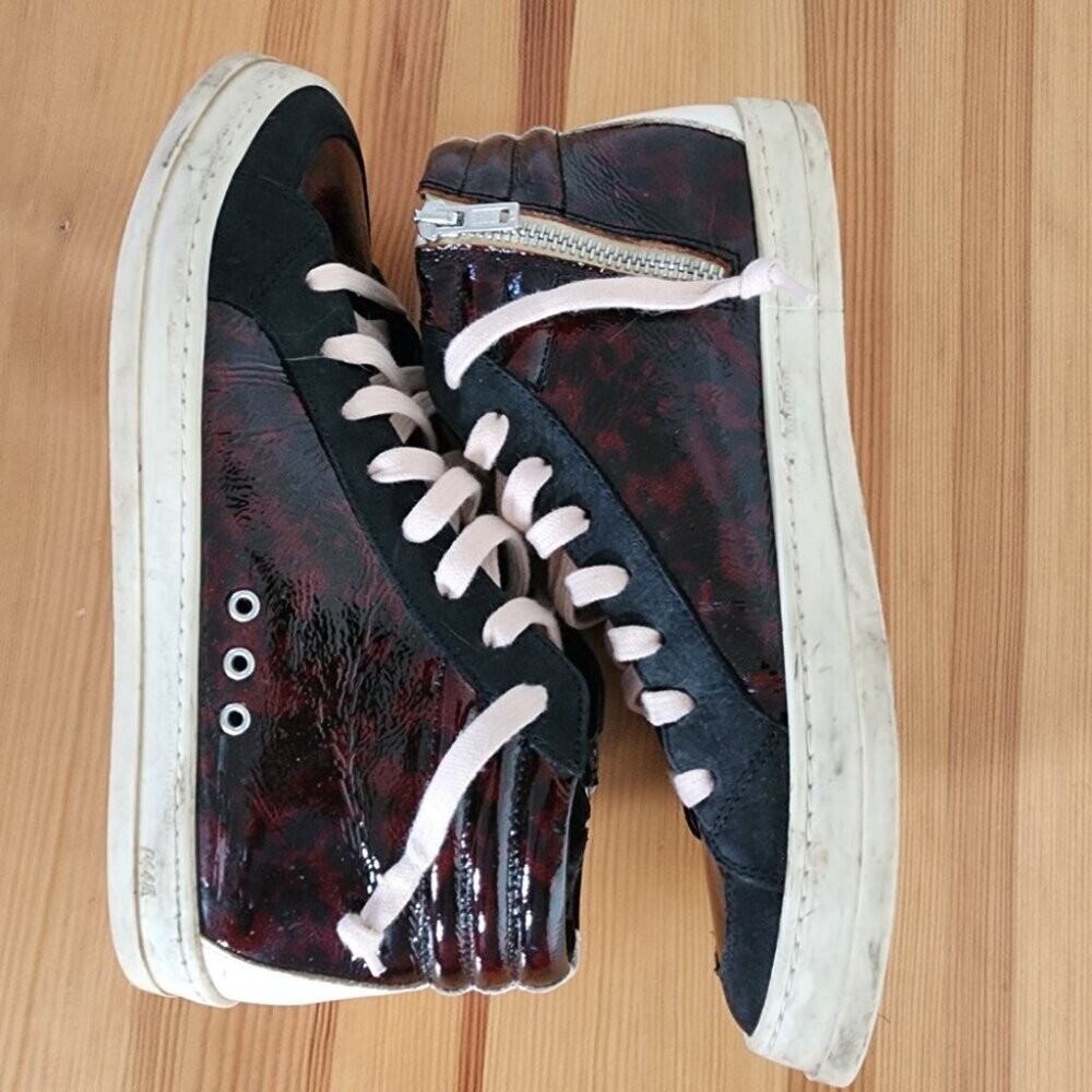 P448 Women's Skate High Top Leather Tortiseshell Sneakers - Picture 4 of 9